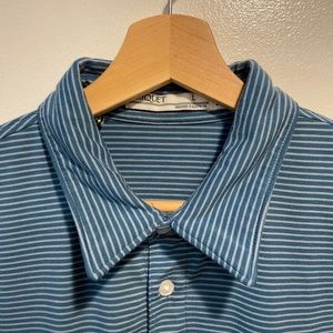 CRIQUET Blue Stripe Pima Cot Blend Short Sleeve Golf Polo Shirt
